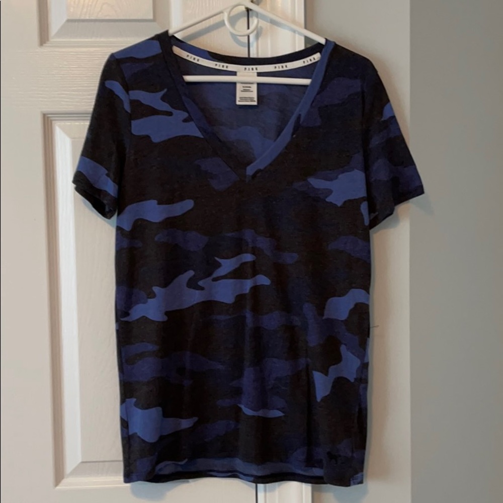 PINK Perfect V-Neck Tee - Blue Camo